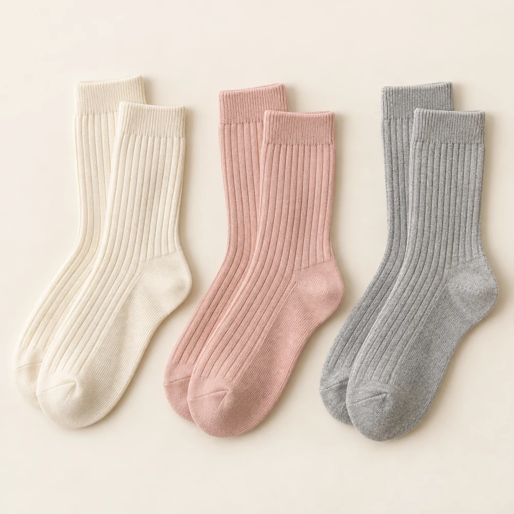 Everyday Petal Sock Trio — Cream / Blush / Grey