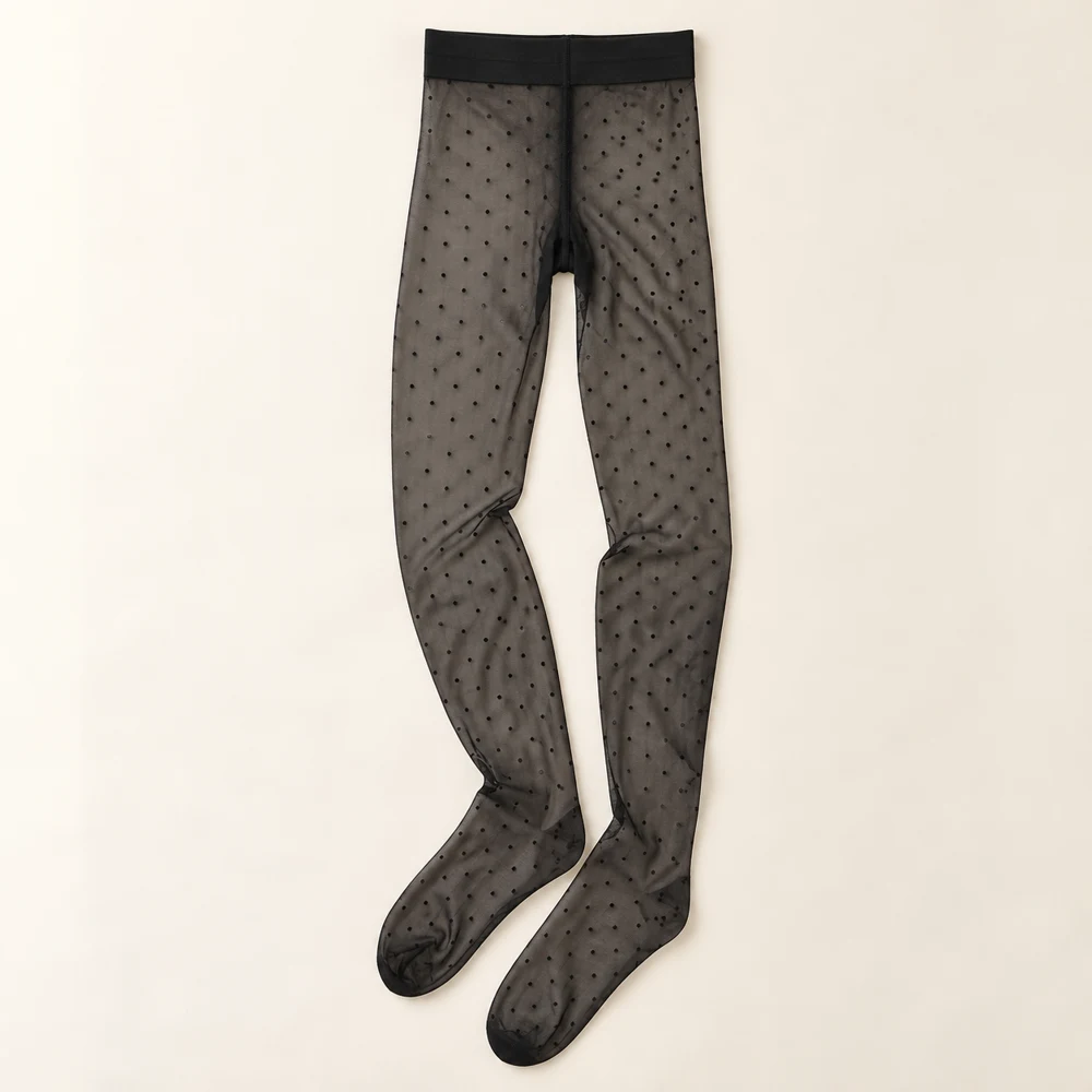 Dotted Ribbon Tights — Black dots